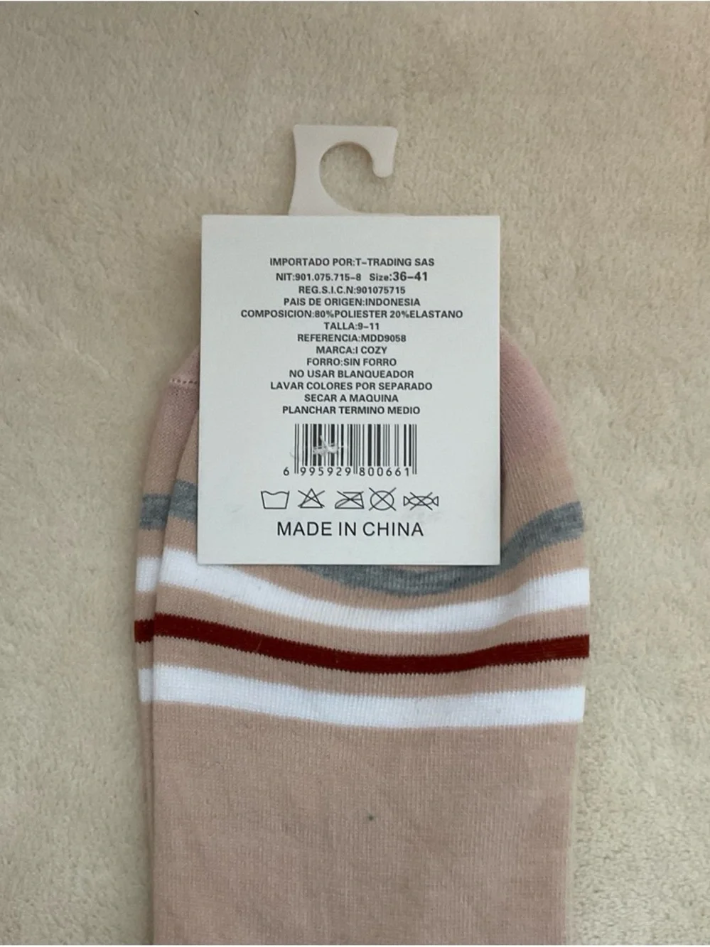 Sporto Beige Striped Cotton Socks
